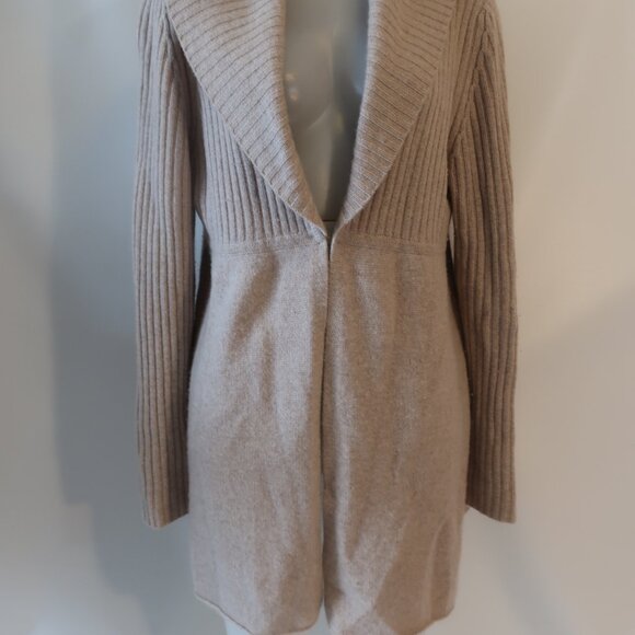 Women Cashmere Lord & Taylor Beige Pure Cashmere Chunky Cardigan Sweater XL - Picture 8 of 14